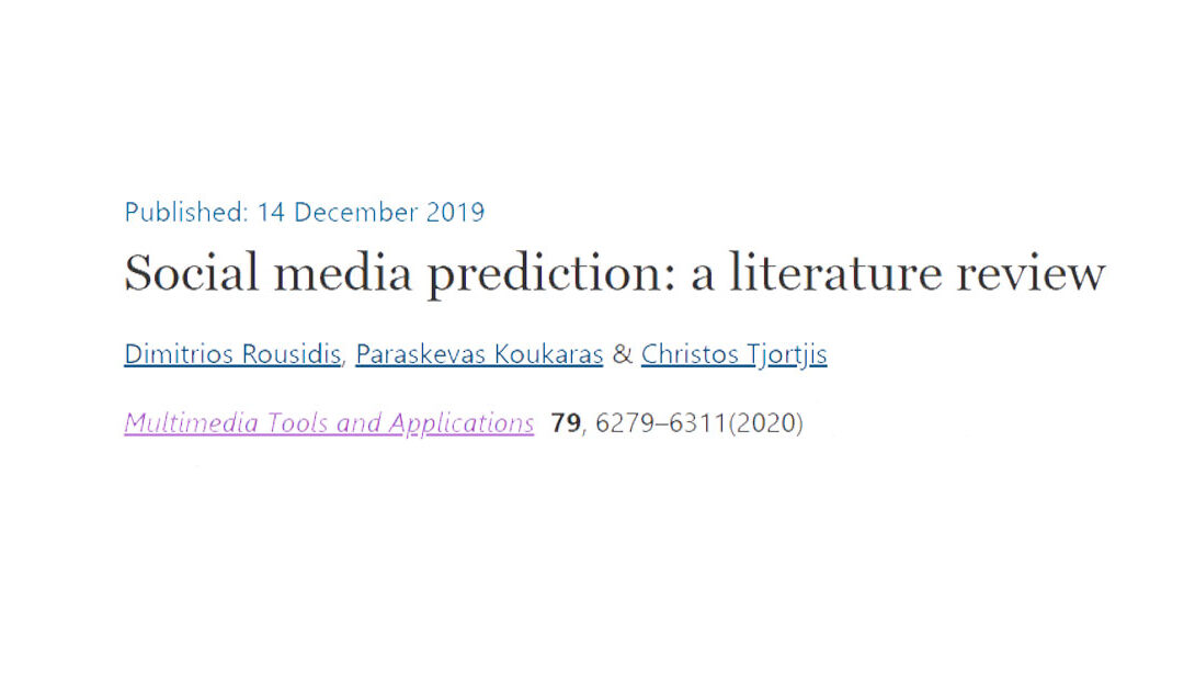 Excited to have our article “Social media prediction: a literature review” published today.