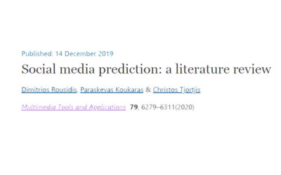 Excited to have our article “Social media prediction: a literature review” published today.